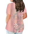 thumbnail image 3 of IYYVV Plus Size Tops Summer Short Sleeve Cotton Shirts For Women Crew Neck Tunic Boho Floral T-Shirt Boho Sweatshirt Fall Clothes Hot Pink 5XL, 3 of 5