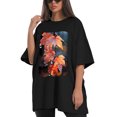 thumbnail image 4 of Plus Size Shirt for Women Black Tops for Women Oversized Short Sleeves Shirt for Women Maple Leaves2 T Shirt Crewneck Shirt for Women 3XL, 4 of 5
