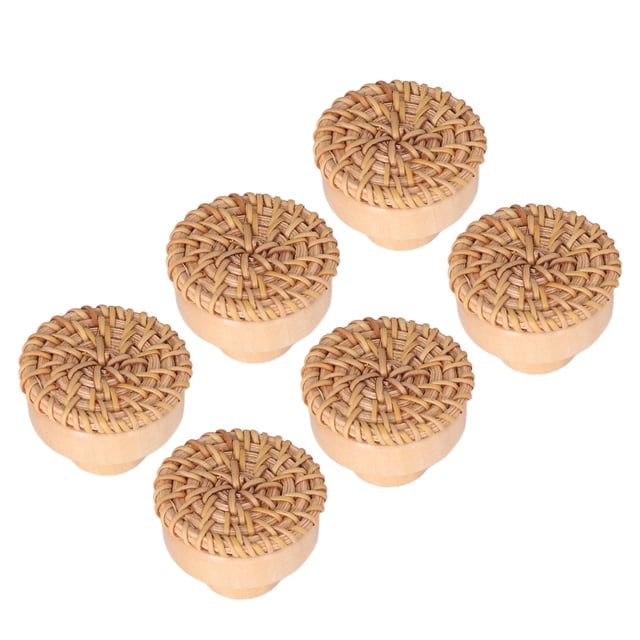 Cabinet Knobs,6pcs Round Drawer Knobs Round Drawer Knobs Rattan Cabinet Knobs Eco-Friendly Materials