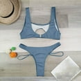 thumbnail image 5 of Ashirexll Womens Swimsuits, Two Piece Swimsuit for Women, Solid Color Fashion Casual Broadband Sling Hollow Out Bikinis Sets Blue M, 5 of 8
