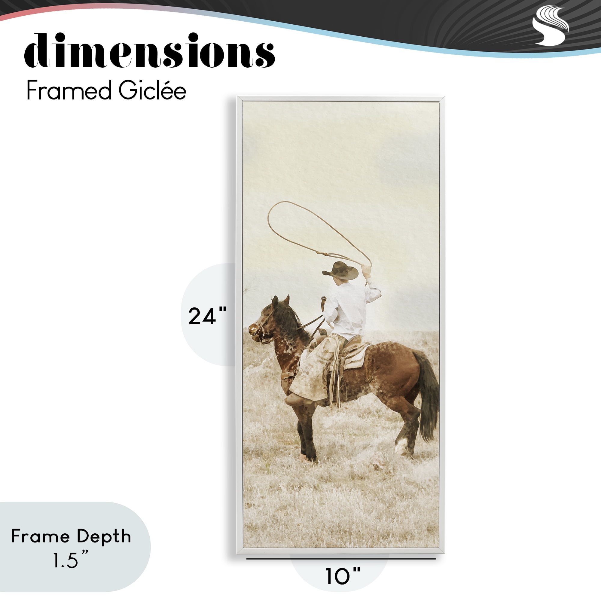 Stupell Industries Wrangling Cowboy Lasso White Framed Giclee Art, design by Marcus Prime