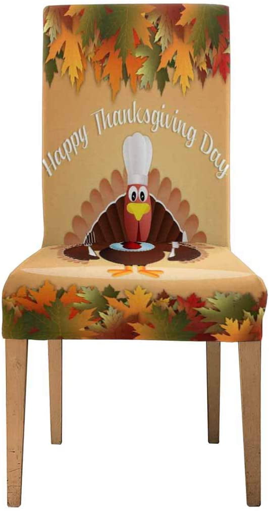 FMSHPON Turkey with Chef's Hat in Thanksgiving Day Stretch Chair Cover ...