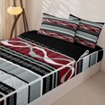 thumbnail image 3 of jejeloiu Bold Striped Zipper Twin Comforter Sets with Fitted Sheet and 2 Pillowcases,Fiesta Print Zipper Bedding Set For Boys,Red Gray,Black Reversible,4 Pieces, 3 of 7