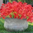 thumbnail image 3 of Sinhoon 6 Bundles Artificial Flowers Outdoor UV Resistant Flowers No Fade Faux Plastic Plants Garden Porch Window Box Decorating (Red), 3 of 9