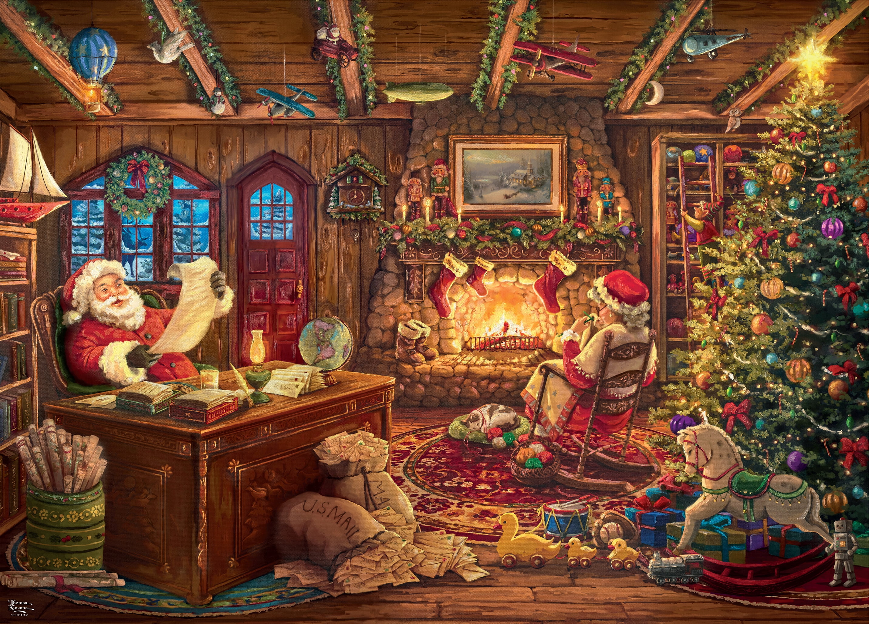 Buffalo Games Santa Checking his List 1000-Piece Interlocking Jigsaw Puzzles for Adults Ages 14+