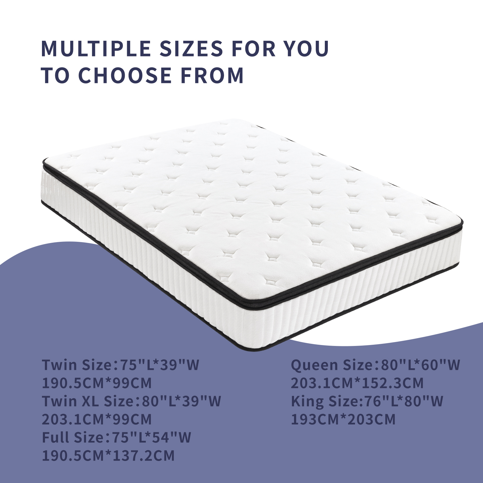 VFD 10 inch Spring Sensation Hybrid Mattress, Queen, Fiberglass Free, Medium Firmness, Durable Support, Certified Safe Foams & Fabric, Mattress in A Box, White