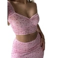 thumbnail image 2 of Coduop Women's Sexy Summer 2 Piece Skirt Sets Floral Short Sleeve Crop Tank Tops Bodycon Skirt, 2 of 6