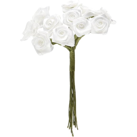 Darice Ribbon Rose Bunch - White - 1/2" - 12 Rosesper Bunch