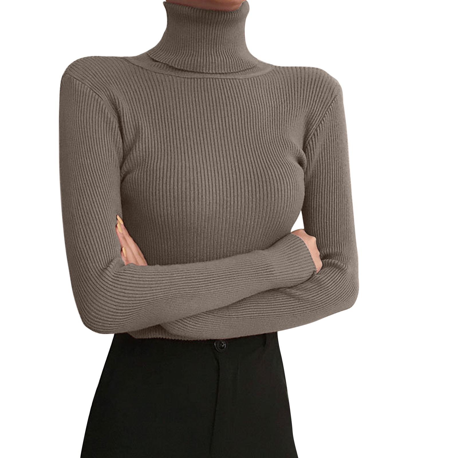 Knit Winter Lapel Female A Slim 2022 Thermal Top Sweater Sleeved The T-Shirt Tight Turtleneck Autumn Leggings Black With Underneath Pullover Long Womens