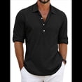 thumbnail image 1 of Camisas Clásicas de para Hombre, de Larga, con Solapa y Botones, Informales, para Playa y Verano. Negro XXL, 1 of 4