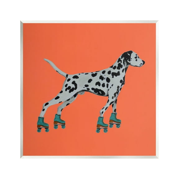 Stupell Industries Orange Dalmatian Rollerskating Animals & Insects Painting Unframed Art Print Wall Art