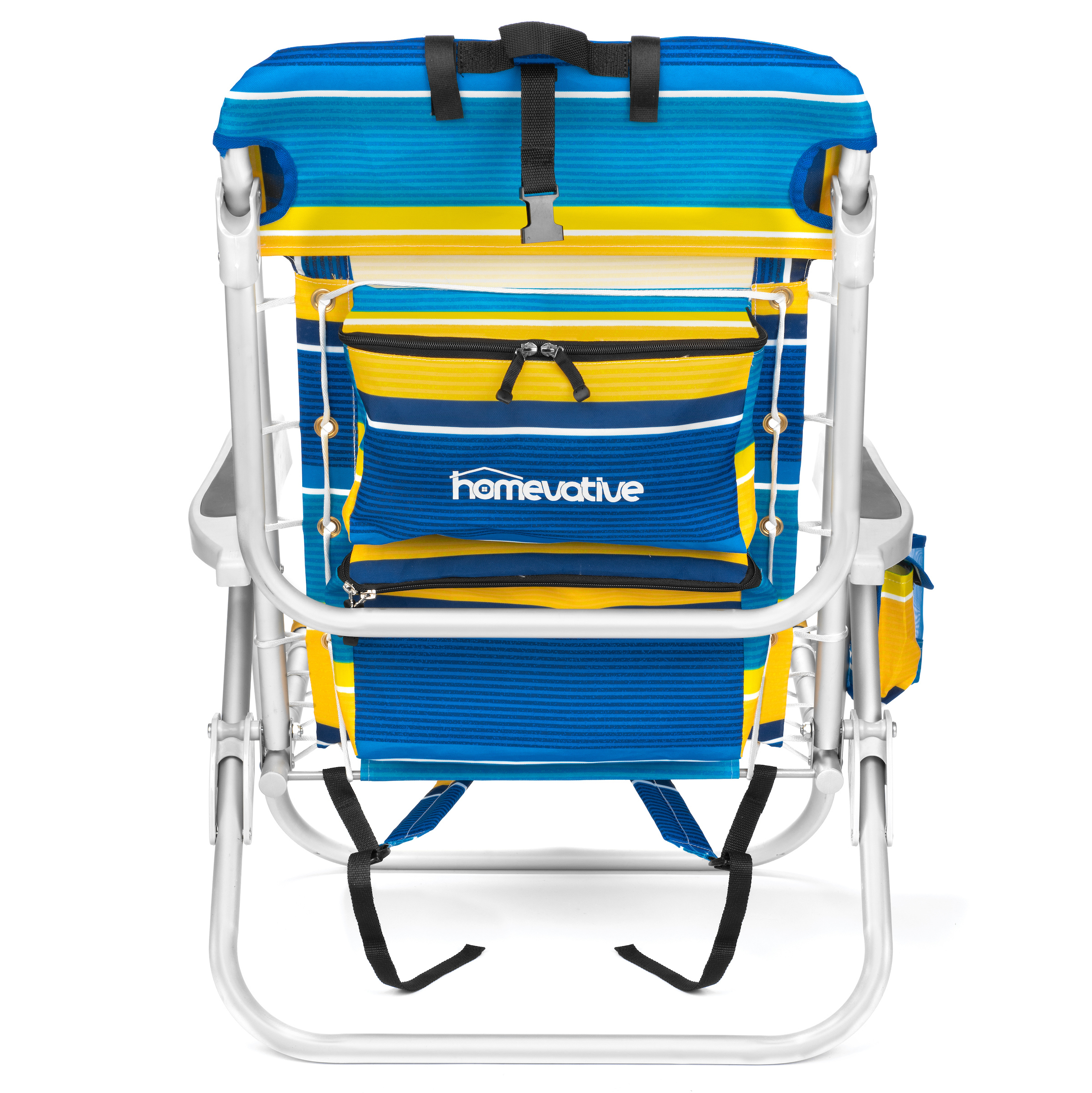 Homevative Folding Backpack Beach Chair with 5 Positions, Towel bar, Blue Yellow - image 2 of 4