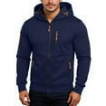 thumbnail image 2 of Zip up Hoodie Men - Men's Sweat Jacket Zip Hoodie with Oversized Design, Hooded Jacket for Casual and Outdoor Use​ Navy L, 2 of 4