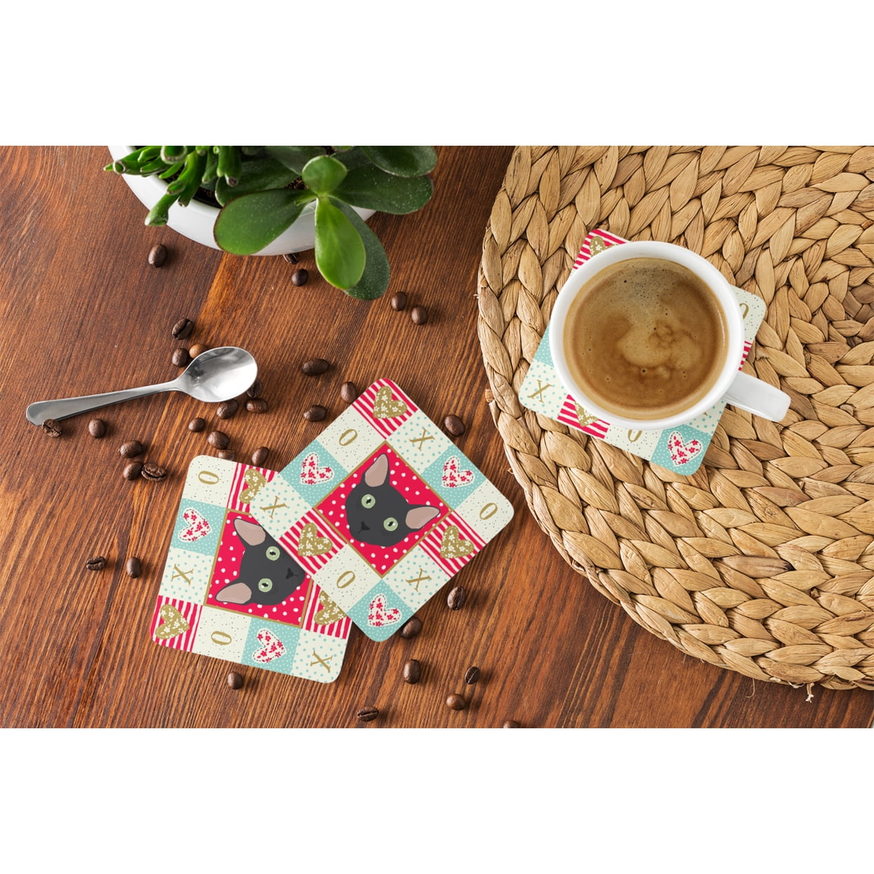 Mandalay Cat Love Foam Coaster Set of 4