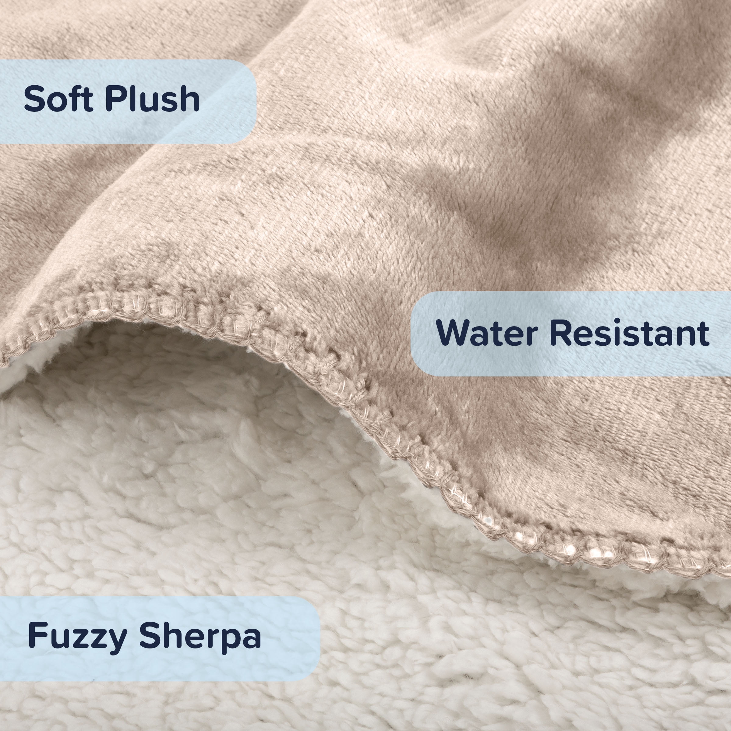 PETMAKER Dog Blanket - 60x80in Sherpa Blanket for Bed, Couch, or Car (Tan)