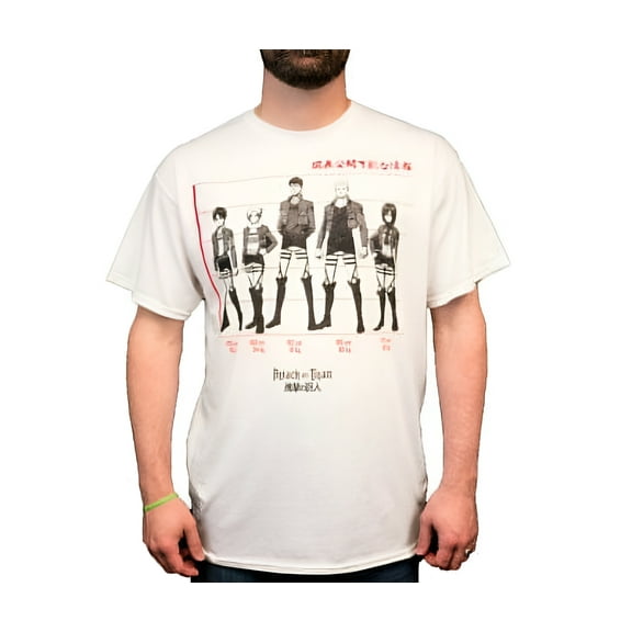 Attack On Titan Anime Characters Men's Size L Graphic Cotton T-Shirt - White - Large