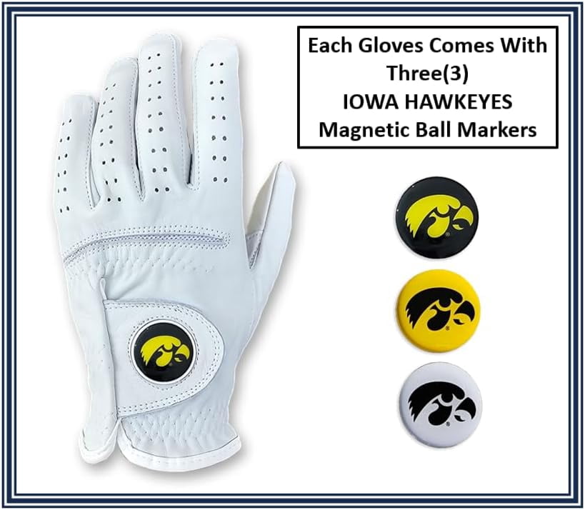 Scale Wear Design Hawkeyes Golf Glove with Markers – University of Iowa Golf Gloves with 3 Magnetic Ball Markers, Right Hand and Left Hand, Youth Boys, Men's