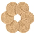 thumbnail image 2 of Haosy Set of 6 Drink Woven Coaster with Holder Heat Resistant Non-Slip Bar Coasters 4 Inches Hand Drawn Wooden Grain, 2 of 7