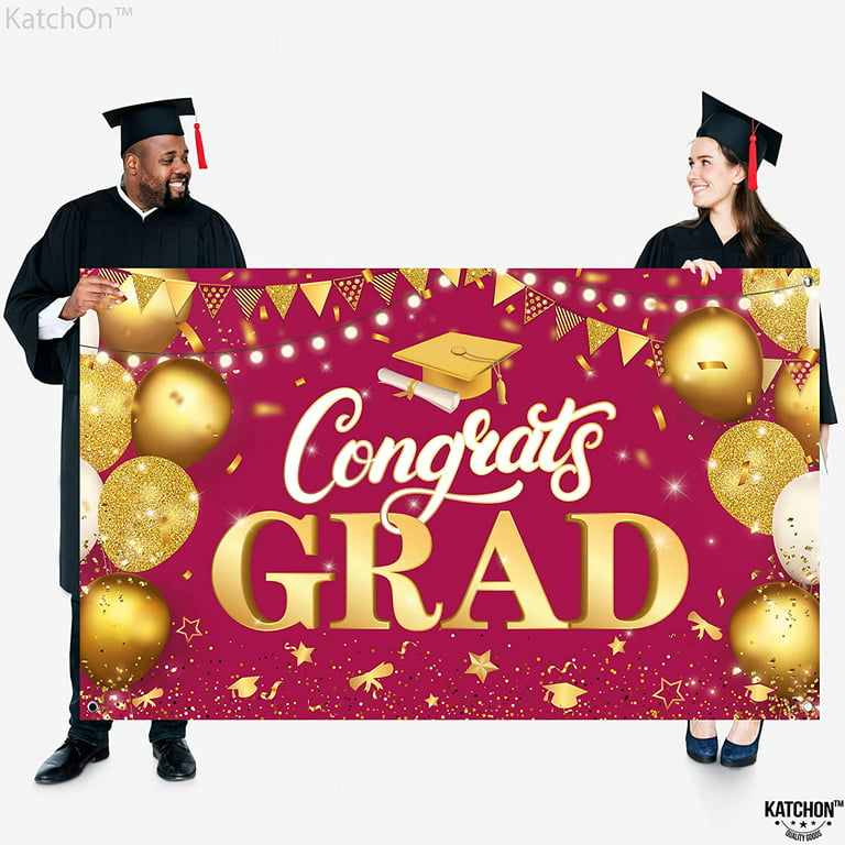 KatchOn, Congratulations Graduate Banner 2024 - Large 72x44 inch | Black and Gold Graduation Backdrop, Graduation Decorations Class of 2024 