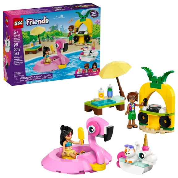 LEGO Friends Unicorn & Flamingo Pool Party Pretend Play Building Toy - Creative Storytelling Playset for Kids for Boys & Girls, Ages 5  - Birthday Gift Idea for Kids - 42658