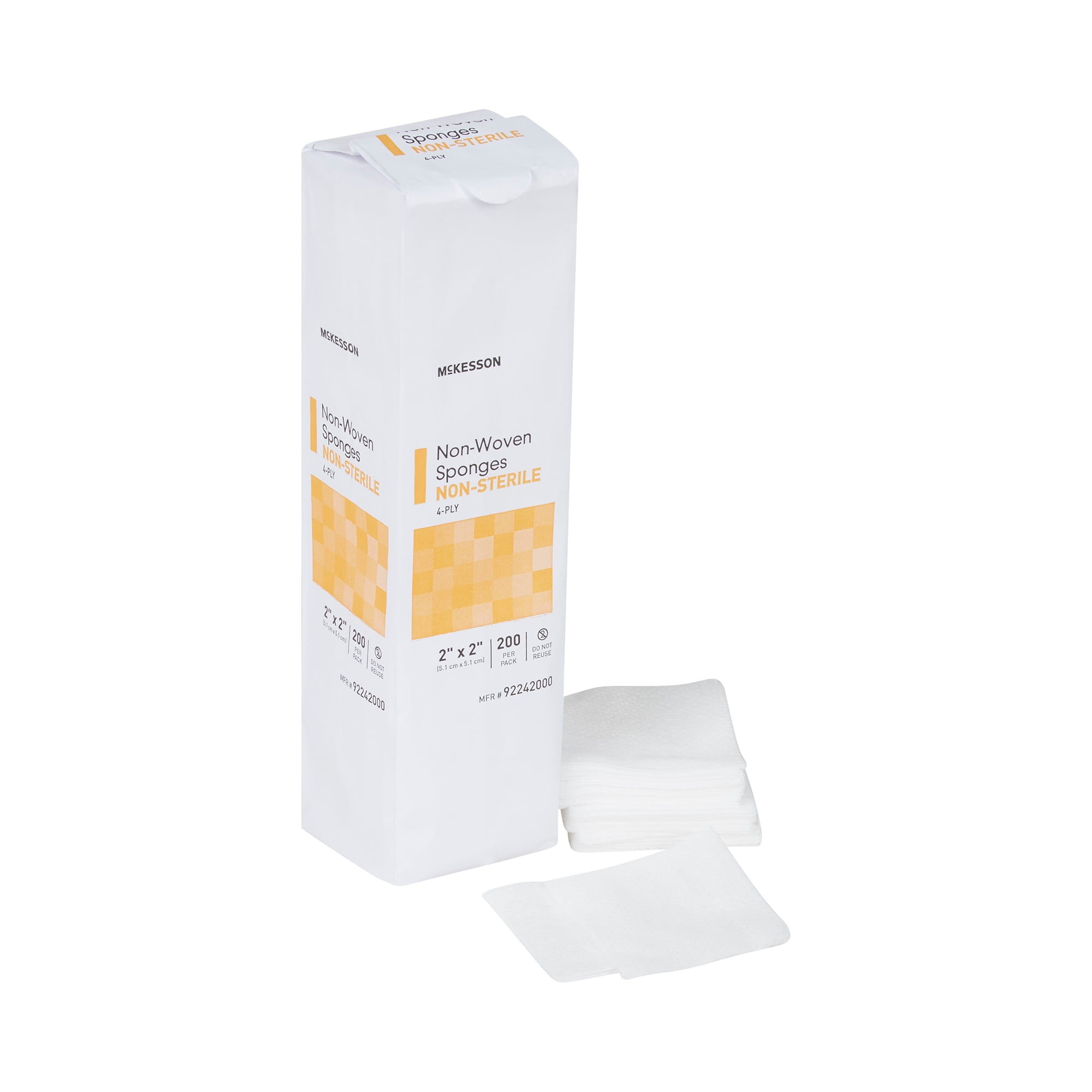 McKesson Non-Woven Gauze Sponges, Non-Sterile Wound Pads, 2 in x 2 in, 200 per Pack, 20 Packs, 4000 Total