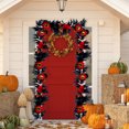 thumbnail image 6 of AYktou 5.7 Ft Halloween Garlands, Simulation Black Maple Leaf Red Sunflower Hanging Rattan Vines, Wall Hanging Ornaments Wreath Rattan for Front Door Staircase Fireplace Tables Centerpiece Decor, 6 of 6