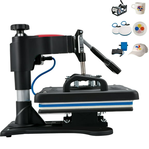 KFFKFF 5-in-1 Heat Press Machine, 12x15 Clamshell Sublimation Printer with Digital Temperature Control, Quick Heating for T-Shirts, Mugs, Plates, and More, 900W
