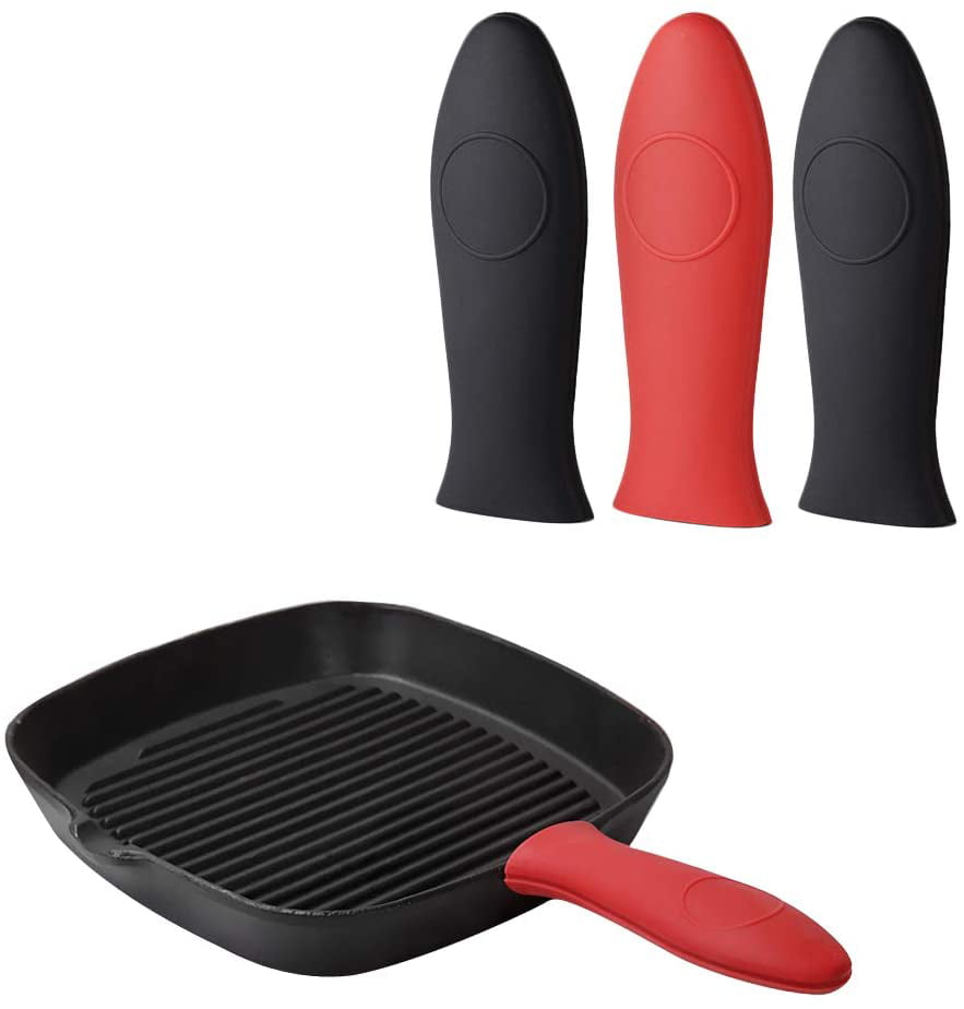 2 PACK Silicone Hot Handle Holder Pot Holder Cast Iron Skillet Sleeve Cover Grip