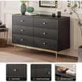 thumbnail image 5 of 6 Drawer Double Dresser for Bedroom, Black Dresser with Gold Handles, Black 6 Drawer with Fluted Panels for Bedroom, 5 of 16