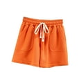 thumbnail image 5 of Elvqul Shorts for Women High Waisted Summer Athletic Pockets Comfortable Drawstring Orange Shorts, 5 of 6