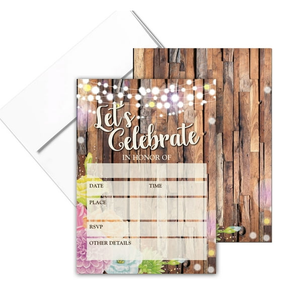 Stonehouse Collection Printed Invitations with Envelopes for Birthday, 25 Count