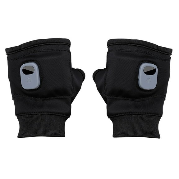Tao Tao Unisex Heated Warm Gloves, Fingerless Rechargeable USB For Men Women, Waterproof Gloves For Ski Hiking Black Free Size