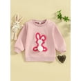 thumbnail image 2 of Suealasg Toddler Girls Easter Clothes 6M 1T 2T 3T Long Sleeve Bunny Embroidery Sweatshirt Tops Casual Spring Pullovers Tops for Baby Girls, 2 of 9