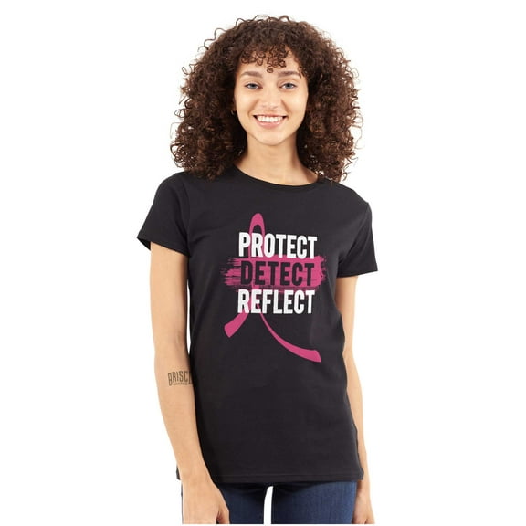 Breast Cancer Protect Detect Reflect Womens Slim Fit Graphic Tee Brisco Brands S