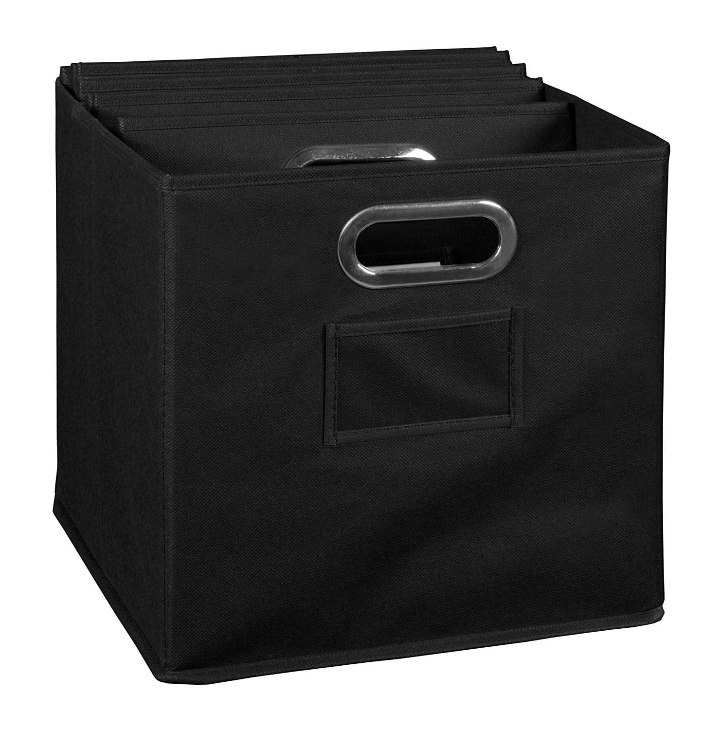 Niche Cubo Foldable Fabric Storage Bin, Built Chrome Handles, Set of 6 - Black