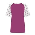 thumbnail image 4 of Prolriy Shirts for Women, Women's Round Neck Patchwork Striped Color Block Loose Casual Short Sleeved T Shirt Womens Tops Spring Summer Tops for Women Hot Pink S, 4 of 4
