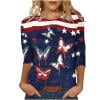 thumbnail image 7 of Gamivast Women's T-Shirts Happy Labor Day Letter Print Crew Neck 3/4 Sleeve Casual Tops Graphic Tees USA Flag Patriotic Holiday Outfits, 7 of 7