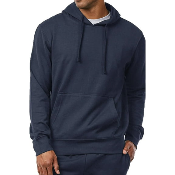 Men's Lightweight Fleece Pullover Hoodie / Sweatshirt, NAVY L, 1 Pack