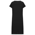 thumbnail image 4 of Robe en Tricot pour Femmes, Robe Décontractée Imprimée à Manches Courtes, Robe d'Été à Col Rond avec Poche, Vêtements pour Femmes Adultes, Noir Taille m, 4 of 5