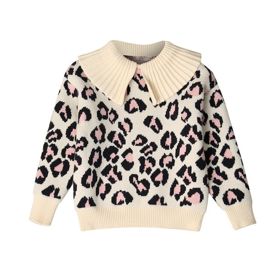 Richie House Kids Girls Winter Pullover Knitted Sweater Lapel Collar Thick Warm Coat RHK3002-C-4/5
