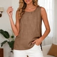 thumbnail image 4 of idosla Tank Tops Women Comfy Summer Sleeveless Crewneck Gauze Shirts Casual Blouse Cami Crop Tops (Coffee, XL), 4 of 6