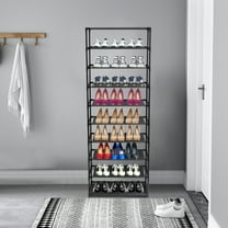10 Tier 50 Pairs Shoe Rack Stackable Shoe Rack Storage Shelves,Stainless Steel Frame,Stackable Wide Shoe Shelf for Entryway, Hallway,Holds 30 Pairs,Black