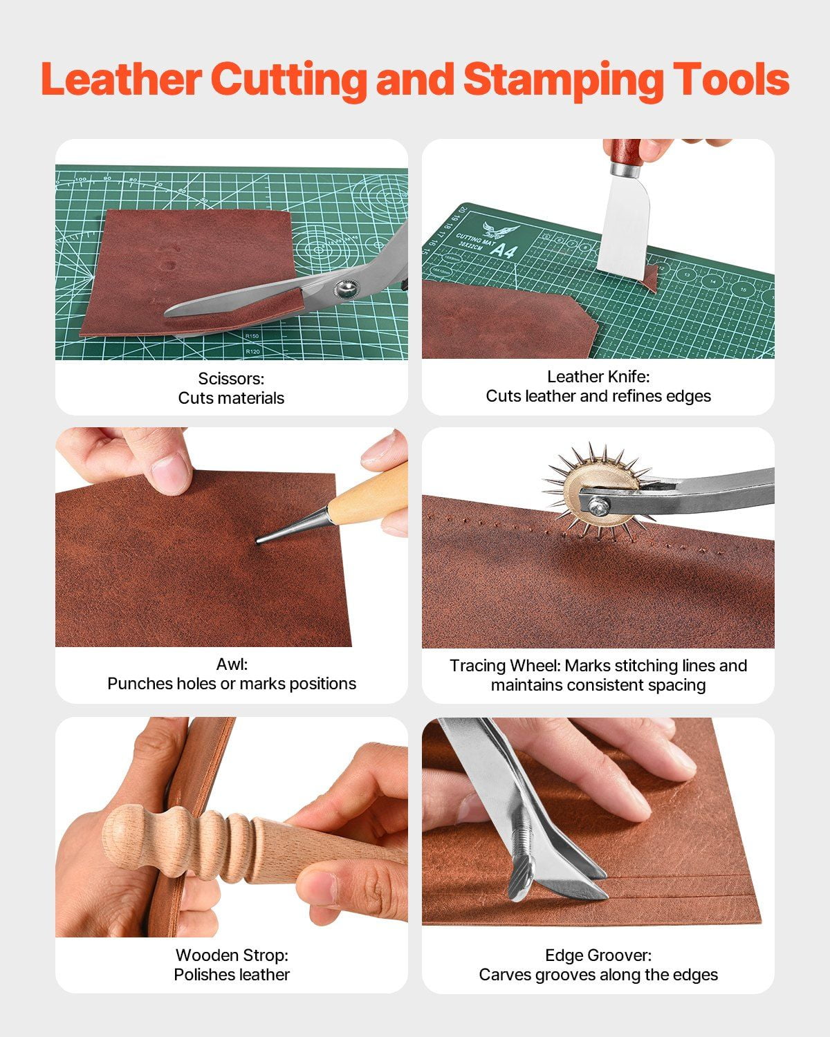 72-Piece Leather Working Set - Essential Stamping, Punching, Engraving & Sewing Tools for Beginners & Pros