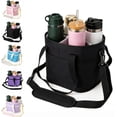 thumbnail image 1 of Sac à Boisson à 4 Compartiments Format Familial, Sac de Transport Isolé pour Boissons d'Eau pour 4 Tasses avec Poignée Réglable, Courroie Séparatrice Réutilisable pour Voyage, Sport, Usage Quotidien, 1 of 5