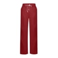 thumbnail image 4 of HomeDM Women's Sweatpants with Pockets Drawstring Wide Leg Red Athletic Lounge Pants Size XL, 4 of 7
