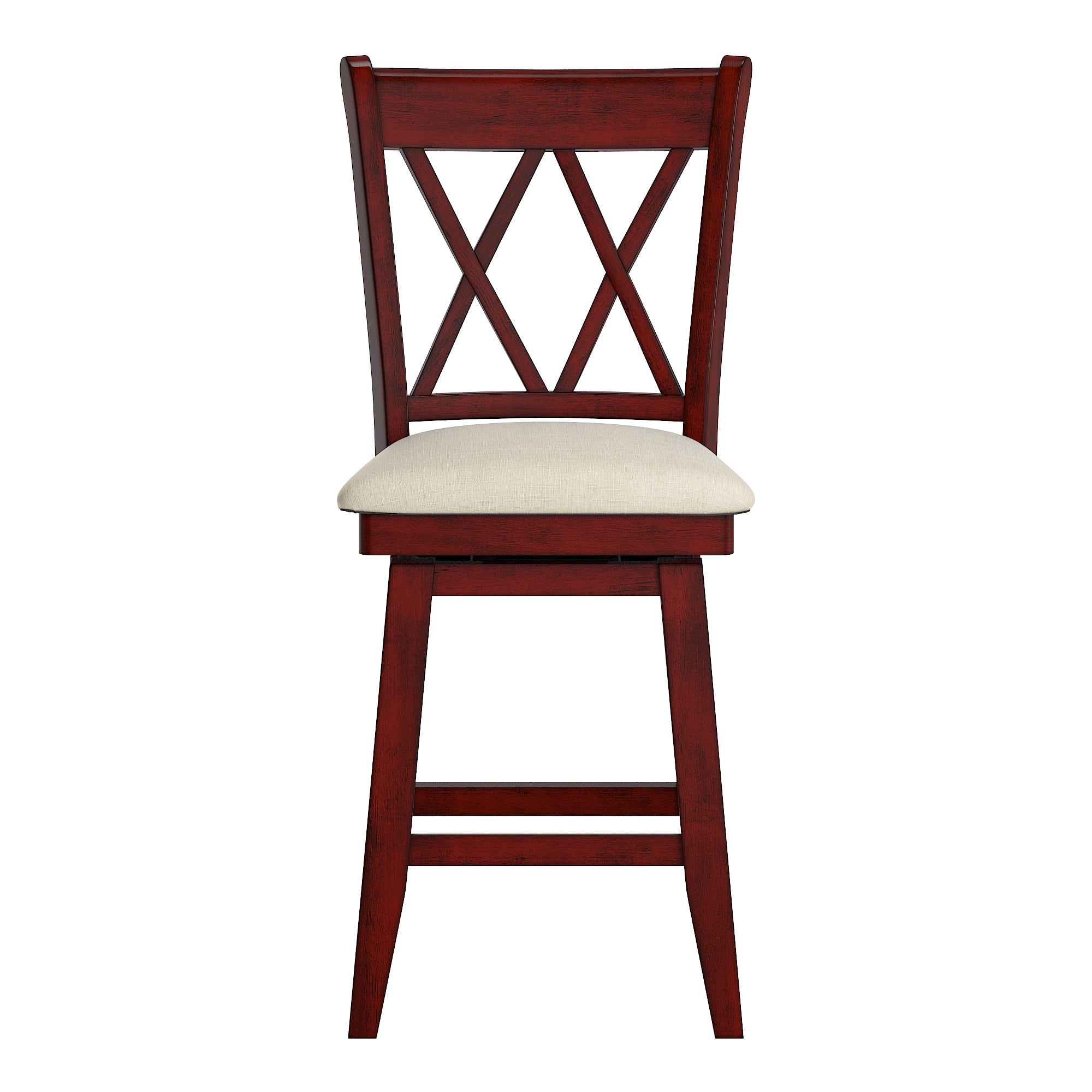 Weston Home Sheena Double X Back 24-inch Counter Height Wood Swivel Stool, Antique Berry Red