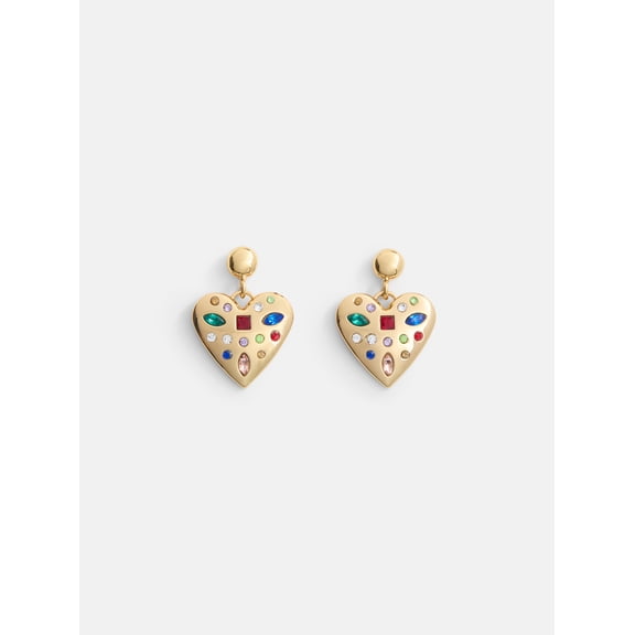 Free Assembly Women's Faceted Bead Goldtone Heart Earrings