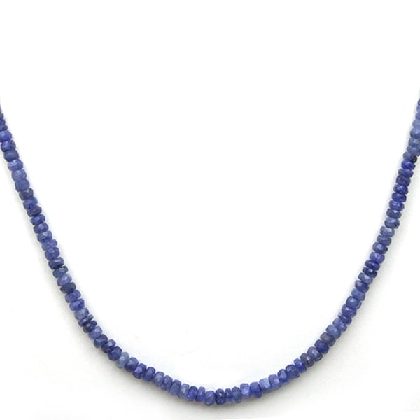 50.00 Ct 18" Genuine Sapphire Beads Necklace Silver Magnetic Clasp by