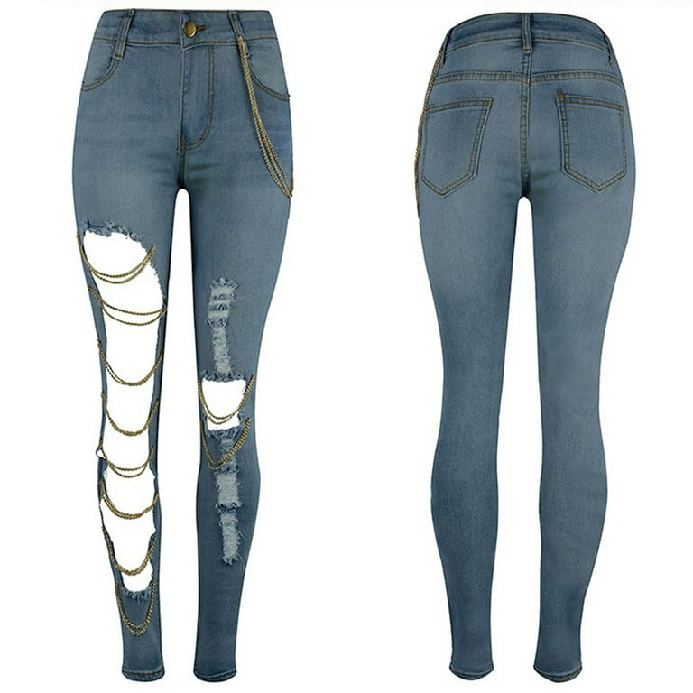 Rise Cut Leg Tapered Blue Fit High Jean,Light Jeans Cowboy Skinny Aayomet Women Women\'s Slim XXL