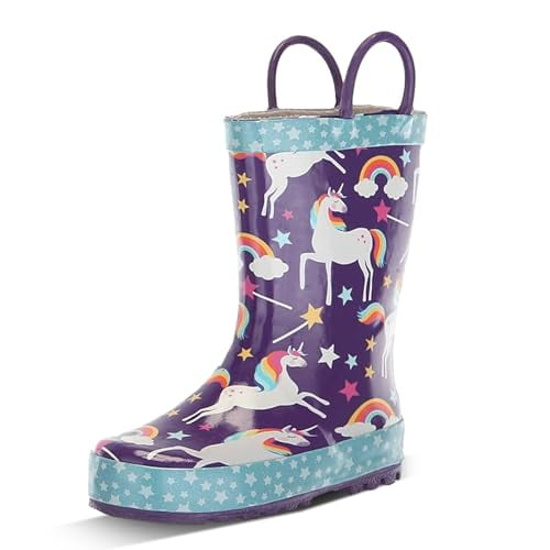 Western Chief Bottes de Pluie Imperméables Imprimées pour Filles avec Poignées Faciles à Enfiler, UNICORN dreams, 10 m US Tout-Petit